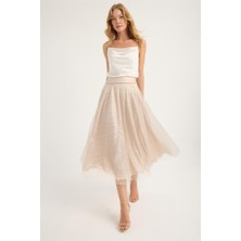 Dantel Simli Biye Şeritli Etek