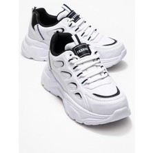 Yan Halka Desenli Kadın Spor Ayakkabı Beyaz Siyah