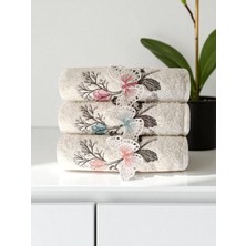 Asev Tekstil Papillon 30x50 Cm Güpür Kelebek İşlemeli 3’lü Mutfak Havlusu | El Havlusu | Yüz Havlusu Seti
