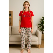 Kadın Kırmızı Kısa Kollu Pijama Takımı