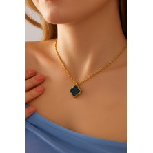 Gold Renk Hematit Taşlı Gümüş Kolye