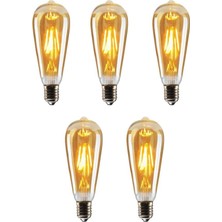 Şahnet 4W Dim Rustik LED Ampul Sarı Işık Armut Edison Ampul 5 Adet