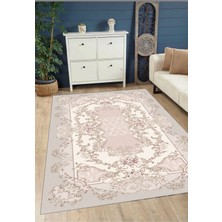 Pembe Dijital Baskı Salon Halısı Kaymaz Tabanlı Yıkanabilir Halı Yolluk