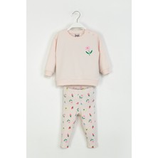 Kız Çocuk Çiçek Desenli Ikili Takım Pamuklu Yumuşak Dokulu