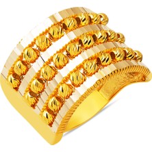 Üç Sıra Dorikalı Ajda Altın Yüzük