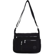 Orta Boy 7 Gözlü Kadın Çantası Siyah