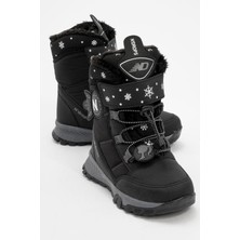 Çocuk Bağcıklı Kar Botu Siyah