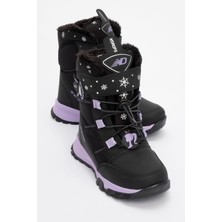 Çocuk Bağlı Cırtlı Bot 30-35 SİYAH LİLA