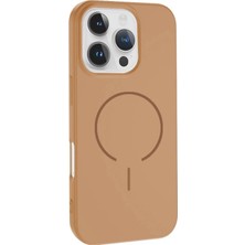 Mobicas Apple iPhone 14 Uyumlu Magsafe Özellikli Içi Kadife Silikon Aqua Kapak Desert