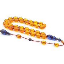 Bünyamin Barlak Imzalı Beyzi Kesim Sarı Lacivert Ateş Kehribar Tesbih