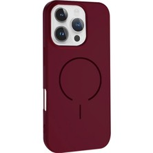 Mobicas Apple iPhone 16 Pro Max Uyumlu Magsafe Özellikli Içi Kadife Silikon Aqua Kapak Koyu Mor