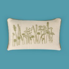 Evidea Soft Green Culture Nakışlı Kırlent - Ekru - 30X50 cm