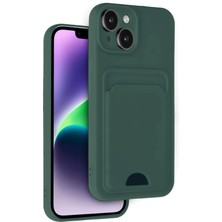 Mobicas Apple iPhone 14 Uyumlu Kartlıklı Kelvin Kapak Koyu Yeşil