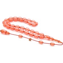 Bünyamin Usta Imzalı Beyzi Pembe Ateş Kehribar Tesbih