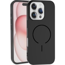 Mobicas Apple iPhone 16 Pro Max Uyumlu Magsafe Özellikli Içi Kadife Silikon Aqua Kapak Siyah