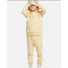 Açık Sarı  Kapüşonlu Çocuk Eşofman Takımı