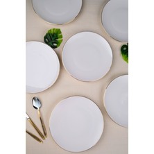 Tabak Evi Porselen Natura Altın Yaldız Pasta Tabağı 20,50CM 6 Lı