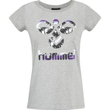 Hummel Triana Kadın Gri Baskılı Bisiklet Yaka Tişört