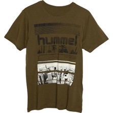 Hummel Dean Erkek Haki Baskılı Bisiklet Yaka Tişört