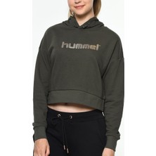 Hummel Rayce Kadın Haki Baskılı Kapüşonlu Sweatshirt