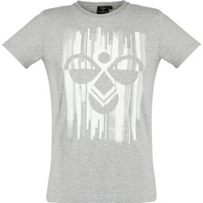 Hummel Raiden Erkek Gri Baskılı Bisiklet Yaka Tişört