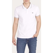 Lee Erkek Beyaz Slim Fit Dar Kesim Polo Yaka %100 Pamuk Tişört