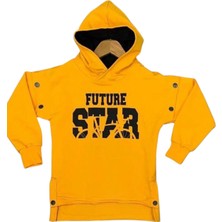 Erkek Çocuk Future Star Yazılı Çıtçıt Detaylı Sarı Renk Kapüşonlu Sweatshirt