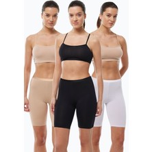 Malabadi Kadın 3 Adet Siyah Beyaz Ten Rengi Dizüstü Iz Yapmayan Modal Yüksek Bel Tayt 3M113