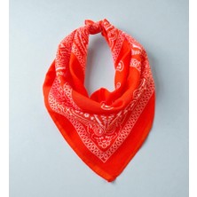 Unisex Etnik Desenli Çokamaçlı  Turuncu Renk %100 Cotton Bandana