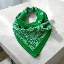Unisex Etnik Desenli Çokamaçlı  Açık Yeşil Renk %100 Cotton Bandana