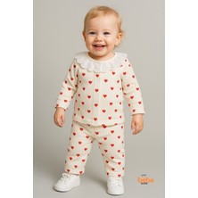 Dantel Yaka Kalpli %100 Pamuk Bebek Pijama Takımı 9-12 Ay Kız Bebek Uzun Kollu Uyku Takımı