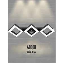 Amıgo ( Siyah Kasa, Doğal Beyaz Işık ) Ledli Modern Plafonyer LED Avize, Salon, Mutfak, Oturma Odası