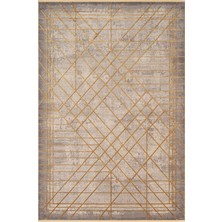 Art AT002S Sarı Geometrik Desen Modern Halı Triko Akrilik Viskon Boyama Yüksek Sıklık Ipek Serisi