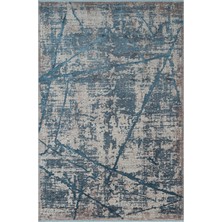 Art AT001M Mavi Halı Modern Desen Triko Akrilik  Viskon Boyama Yüksek Sıklık Ipek Serisi