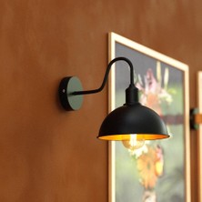 Riolight Vintage,rustik,retro Siyah Metal Otel,cafe,odaklar Için Duvar Aplik Şapka ÇAPI:23CM