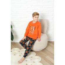 Yeni Stil Sonbahar/kış Erkek Çocuk Basketball Desenli Polar Pijama Takımı 4562