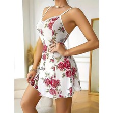 Arias Closet Beyaz Çiçek Desenli Tül Mini Gecelik