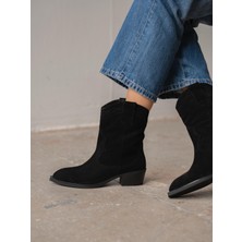 Riry Siyah Süet Hakiki Süet Kadın Bot