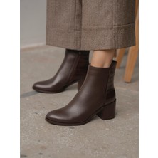 Henin Kahve Hakiki Deri Kadın Bot