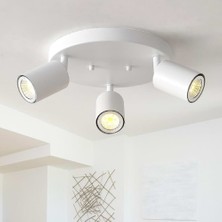 Riolight Modern5 Beyaz Mutfak,salon,giyinme Odası,cafeler Için Gün Işiğı Metal 3lü Spot(Ampul Dahil)