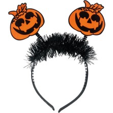 Siyah  Sallantılı 2'li Bal Kabağı Figürlü Halloween Kız Çocuk Taç