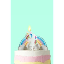 Beyaz  4 Rakamı Unicorn Figür Parti Mumu