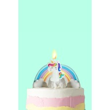 Beyaz  1 Rakamı Unicorn Figür Parti Mumu