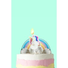 Beyaz  5 Rakamı Unicorn Figür Parti Mumu