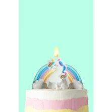 Beyaz  2 Rakamı Unicorn Figür Parti Mumu