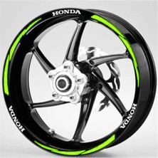 Yeni Özel  Motosiklet Jant Şeridi Honda Yazılı Fıstık Yeşilireflektiflifosforlu Sağ-Sol/ön-Arka