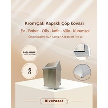 Krom Sallanır Çatı Kapaklı Çöp Kovası 6 Lt