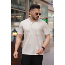Erkek Yakalı Mini Jakarlı Kısa Kollu T-Shirt