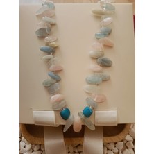 Aquamarin ve Akik Doğaltaşlı Kolye