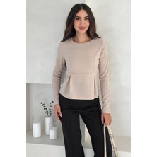 Kadın Volanlı Dikiş Detaylı Premium Bluz – Vücut Şekillendirici & Modern Kesim